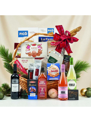Cesta con jamón vuelve a casa por navidad