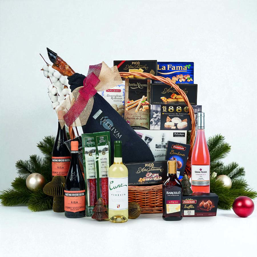 Cesta con jamón Sweet Xmas